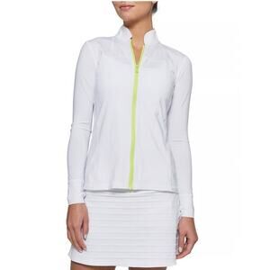 L'Etiole Long Sleeve Full Zip Tennis Active Jacket White/Green Women Size M NWT